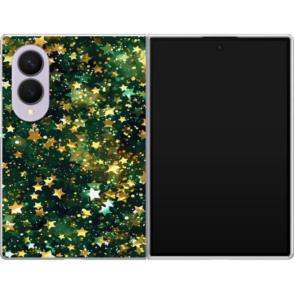 Kompatibelt Mobildeksel til Samsung Galaxy Z Fold8 Glitrende gullstjerner og lyspunkter på dypgrønn bakgrunn grønn
