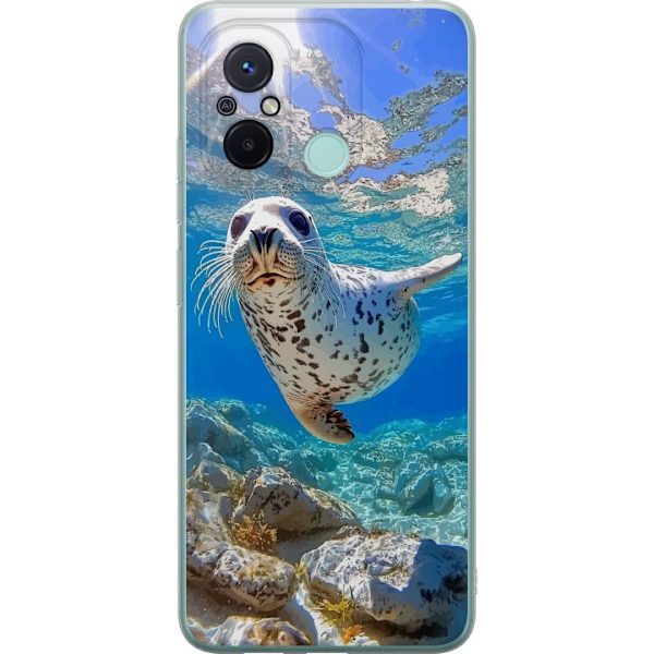 Xiaomi Redmi 12C Gennemsigtig cover Salg Hav Svømning Dyremotiv Natur Vandmotiv Blåt Design Marin Tema Populært Motiv Dyreliv