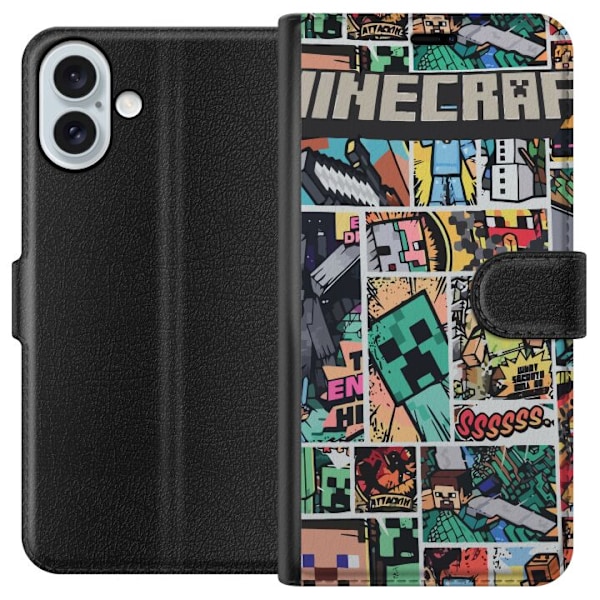 Apple iPhone 16 Plus Plånboksfodral Minecraft Art
