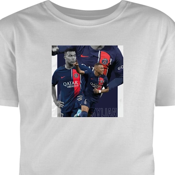 Barn-T-shirt | Bekväm T-shirt för Barn Kylian Mbappé grå 7-8 År