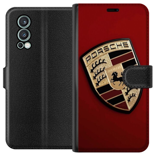 OnePlus Nord 2 5G Plånboksfodral Mobilskal med stilren Porce logotyp i svartvitt