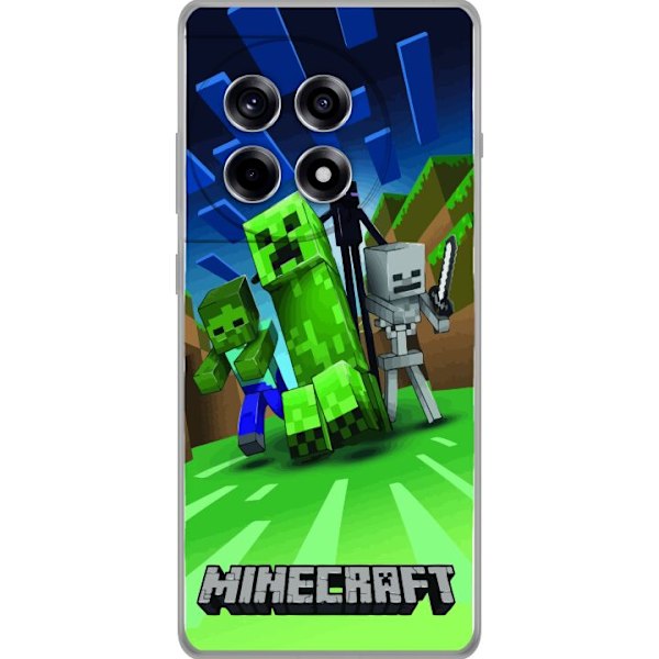 OnePlus 12R Genomskinligt Skal Minecraft Creeper mobilskal i klassisk grön pixelstil