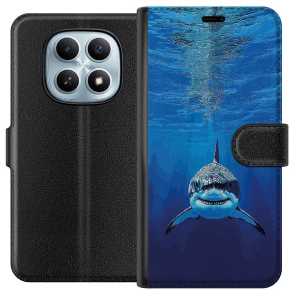 Kompatibelt Plånboksfodral till Xiaomi Redmi Note 15 5G Närbild av en vithaj under vattnet blå