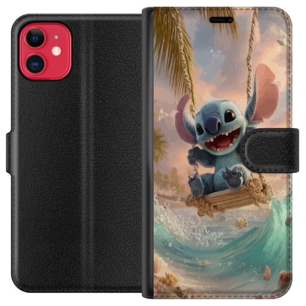 Kompatibel Tegnebogsetui til Apple iPhone 11 Disney Stitch blå alien sød figur samlerobjekt