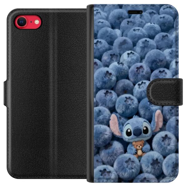 Kompatibel Tegnebogsetui til Apple iPhone 8 Sød, fluffy blå figur med en lille bamse blandt bløde blåbær blå