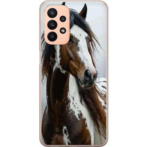Samsung Galaxy A23 Genomskinligt Skal Häst Djurmotiv Grafisk Design Natur Kraftfullt Motiv Populär Väggkonst Djurtema Ridning