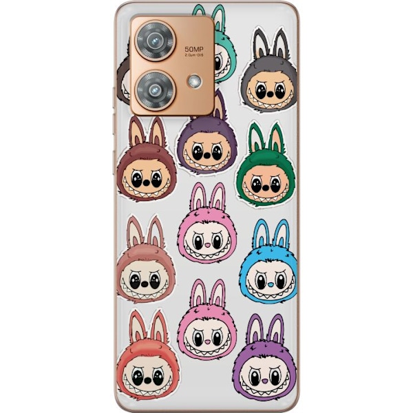 Motorola Edge 40 Neo Gjennomsiktig deksel Labubu Macaron Monst