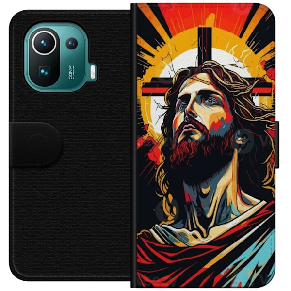 Xiaomi Mi 11 Pro Lompakkokotelo Jeesus ja Kortti - uskonnollin