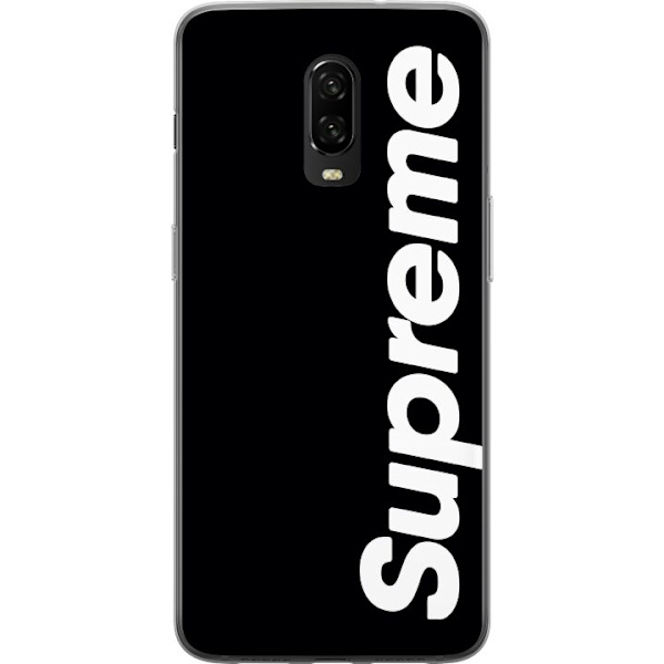 OnePlus 6T Gennemsigtig cover Supreme Sort Hvid Streetwear Design Klassisk Modeikon Trend Urban Stil Grafiskt Motiv Populær