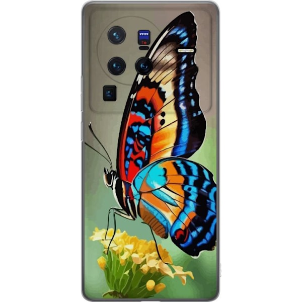 vivo X80 Pro Läpinäkyvä kuori Perhonen Luonto Kesä Motiivi Siivet Värikäs Suunnittelu Suosittu Koriste Graafinen Eksoottinen Teema