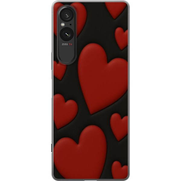 Sony Xperia 5 V Genomskinligt Skal Red Velvet Hearts