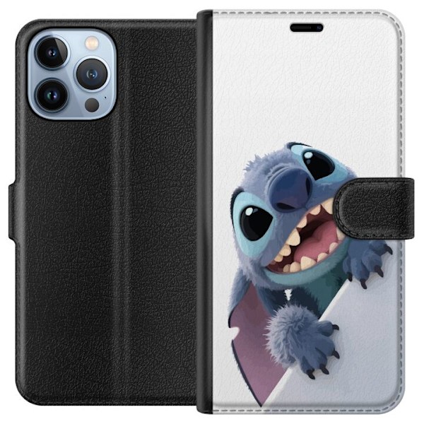 Apple iPhone 13 Pro Max Plånboksfodral Happy Stitch – glad figur med charmig uttryck