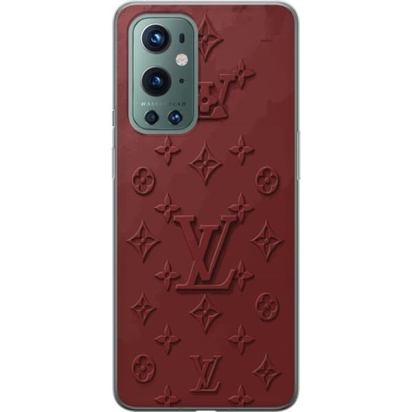 Kompatibelt Mobildeksel til OnePlus 9 Pro Luksuriøst Louis Vuitton-inspirert monogram i mørkerøde toner rød