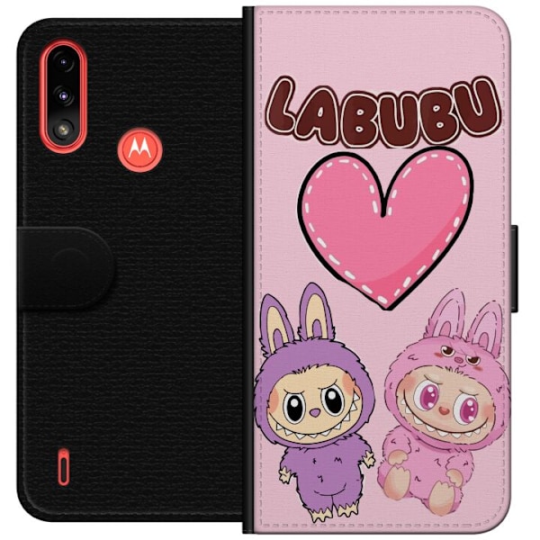 Motorola Moto E7 Power Plånboksfodral Labubu Pink Monster