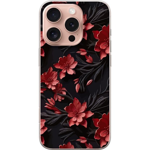 Apple iPhone 16 Pro Gennemsigtig cover Røde blomster