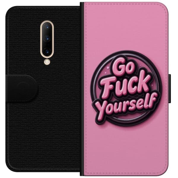 Kompatibelt Plånboksfodral till OnePlus 7 Pro Rosa 3D textposter