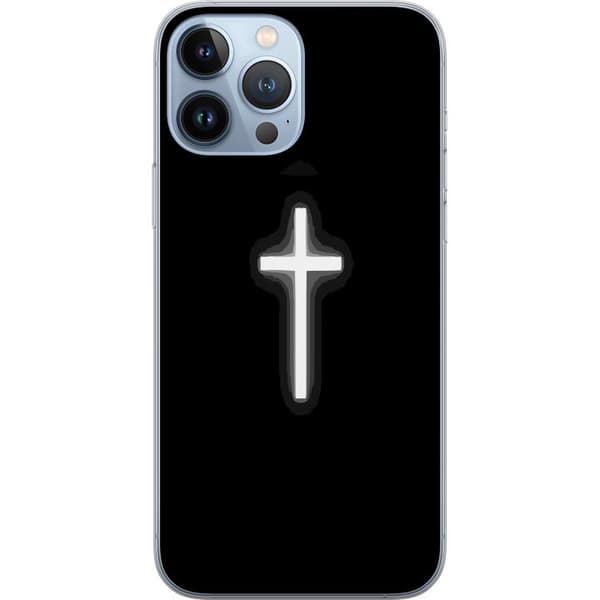 Kompatibel Mobilcover til Apple iPhone 13 Pro Max Lysande vitt kors sort