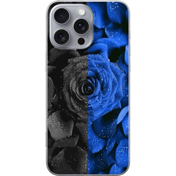 Apple iPhone 16 Pro Max Gennemsigtig cover Sort og blå rose