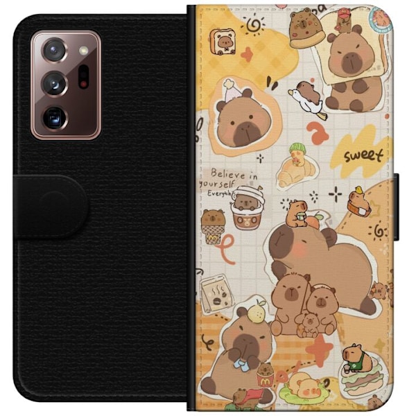 Samsung Galaxy Note20 Ultra Plånboksfodral Kawaii capybara mobilskal med gulliga djurmotiv