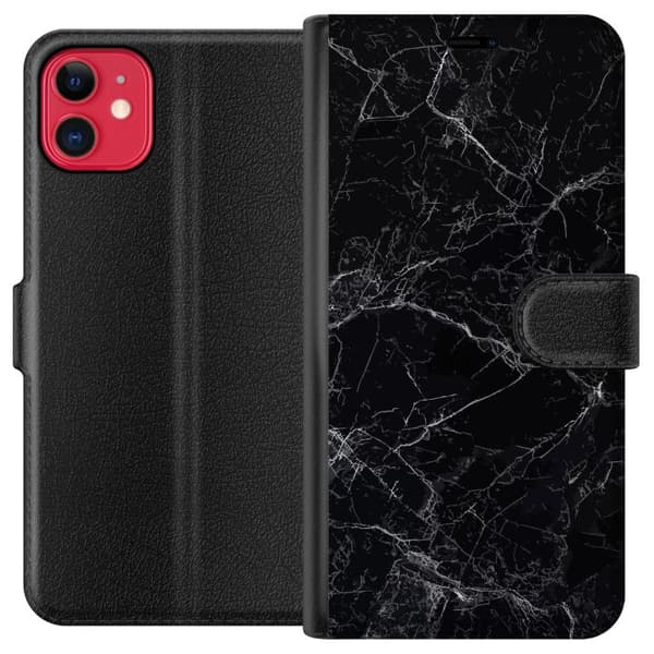 Kompatibel Tegnebogsetui til Apple iPhone 11 Marmor Sort
