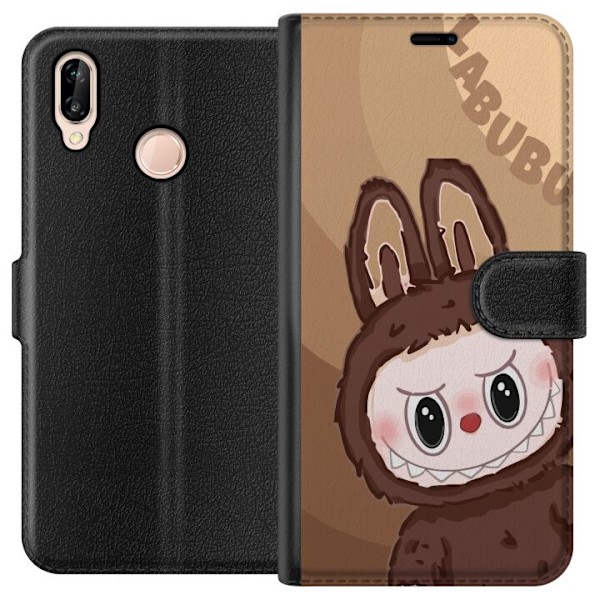 Huawei P20 lite Lommeboketui Labubu Sky Kosebamse - Hvit og Blå Design med Søt Stil
