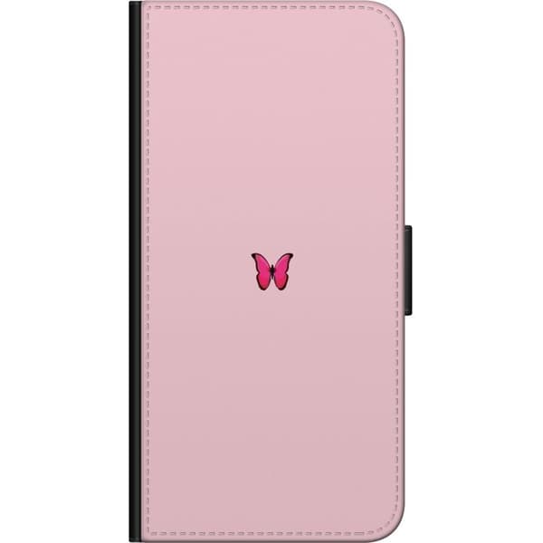 Kompatibel Tegnebogsetui til OnePlus 9 Pro Pink sommerfugl