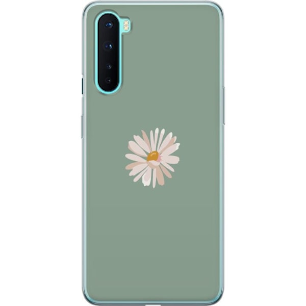OnePlus Nord Läpinäkyvä kuori Vihreä Minimalikukka - tyylikäs kukka vihreällä taustalla