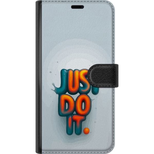 Kompatibel Tegnebogsetui til Apple iPhone 8 Farverig typografi med teksten Just Do It i orange og turkise farver mod en lys baggrund grå