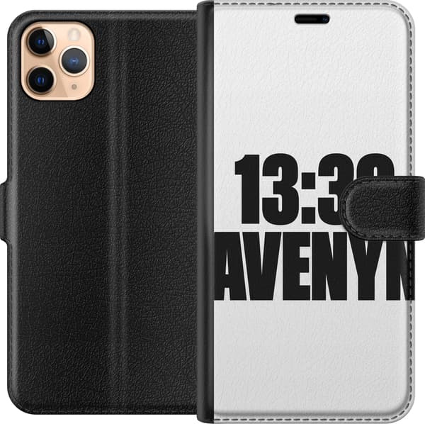 Kompatibel Tegnebogsetui til Apple iPhone 11 Pro Max 13:30 Avenyn hvid typografi på sort baggrund med grafisk tekstdesign sort