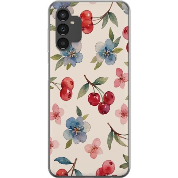 Samsung Galaxy A04s Genomskinligt Skal Bär & Blommor – mönster med blå blommor och skogsbär