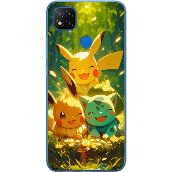 Xiaomi Redmi 9C NFC Genomskinligt Skal Pixelmonster spelstil – färgstark design för retroälskande gamers