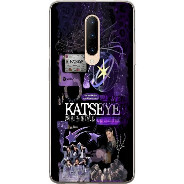 Kompatibelt Mobildeksel til OnePlus 7 Pro KATSEYE i lilla collage med gruppebilder, stjerner, logo og glitrende nostalgiske detaljer lila