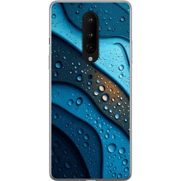 Kompatibelt Mobildeksel til OnePlus 8 Blå abstrakte bølger med glitrende vanndråper i moderne grafisk design blå