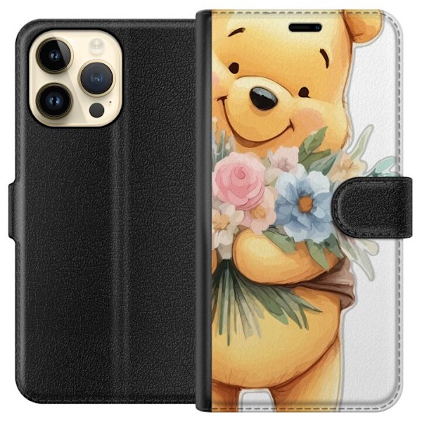 Apple iPhone 15 Pro Max Plånboksfodral Nalle Puh med blommor