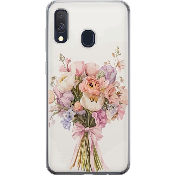 Samsung Galaxy A40 Genomskinligt Skal Mobilskal med färgglad blombukett i romantisk stil