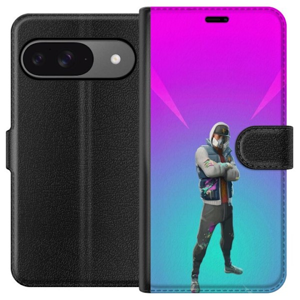 Google Pixel 9 Tegnebogsetui sort ridder fortnite