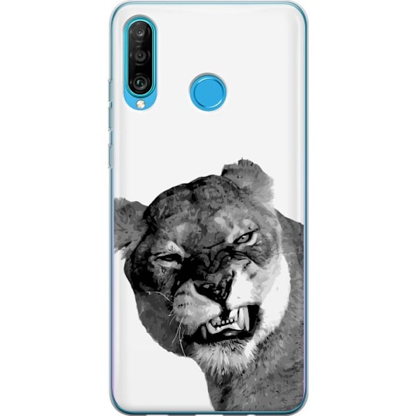 Huawei P30 lite Gennemsigtig cover Løve Kunstnerisk Dyremotiv Afrikansk Stil Jungle Følelse Grafisk Design Hjemmedekoration Dyr Tema