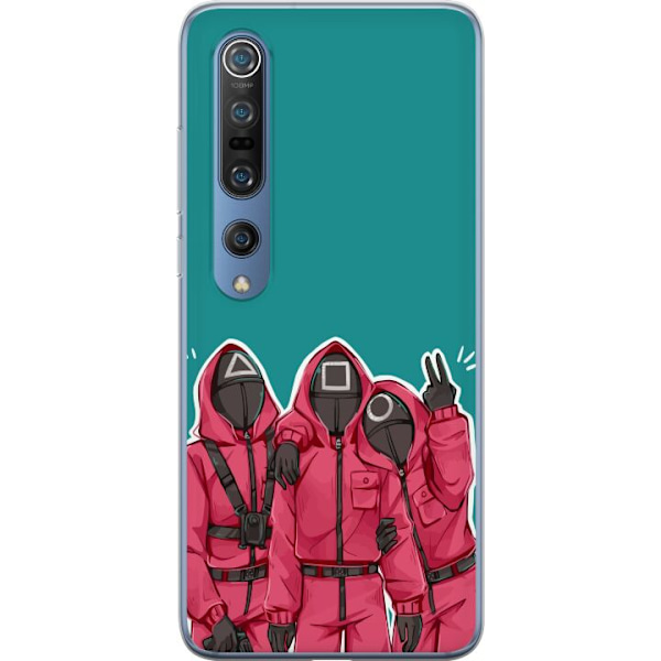 Xiaomi Mi 10 Pro 5G Gennemsigtig cover Squid Game Karakterer Grafisk Design Seriefigurer Populær TV Motiv Asiatisk Stil Spændende Trend