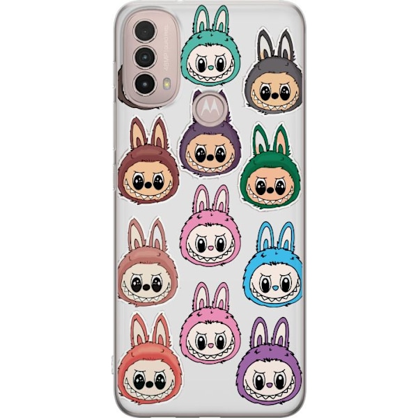 Motorola Moto E40 Gjennomsiktig deksel Labubu Macaron Monster