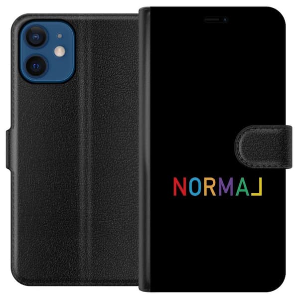 Kompatibelt Plånboksfodral till Apple iPhone 12 Färgglad Normal text svart