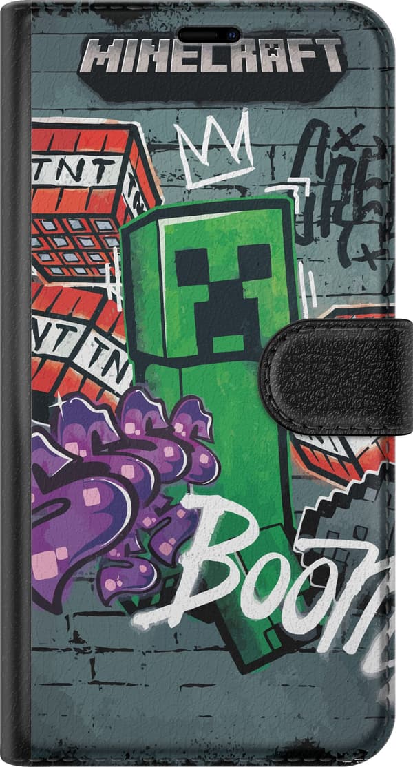 Kompatibelt Plånboksfodral till Apple iPhone 11 Pro Max Grön blockfigur med dynamit, graffitidetaljer och mörk urban bakgrund grön
