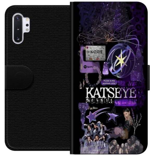 Kompatibel Tegnebogsetui til Samsung Galaxy Note10+ KATSEYE lila stjärncollage lilla