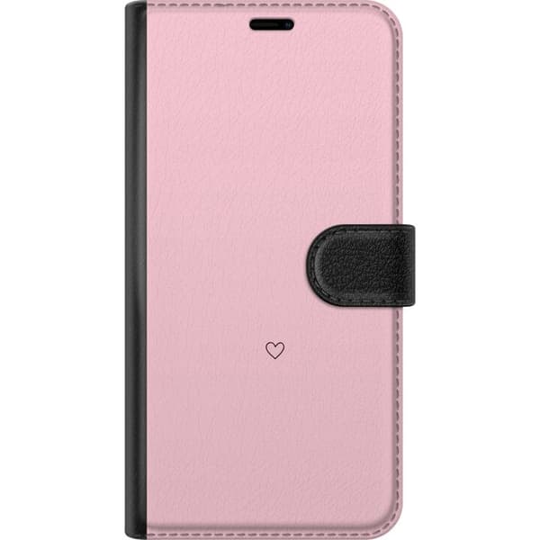 Kompatibel Tegnebogsetui til Apple iPhone 16 Pro Lille sort konturhjerte centreret på en enkel lyserød baggrund pink