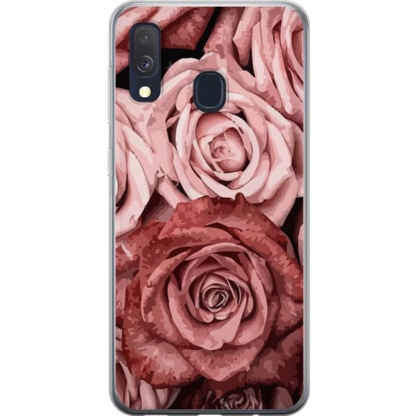 Samsung Galaxy A40 Läpinäkyvä kuori Ruusut