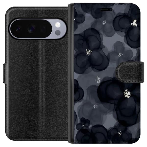 Kompatibel Tegnebogsetui til Google Pixel 10 Pro Abstrakte blomster i mørke nuancer med bløde former, moderne og kunstnerisk design