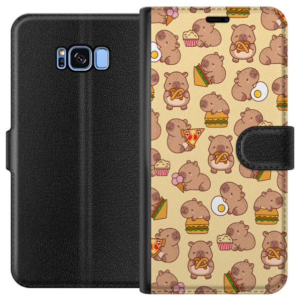 Samsung Galaxy S8 Tegnebogsetui Kawaii capybara mobilcover med flere søde figurer
