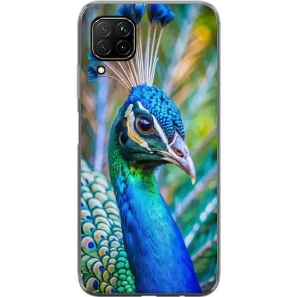 Huawei P40 lite Genomskinligt Skal Påfågel Fjädrar Färgstark Design Fågelmotiv Exotiskt Grafiskt Motiv Natur Lyxig Dekoration