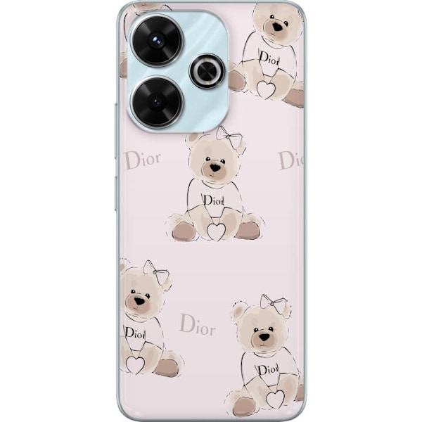 Xiaomi Redmi 13 Gjennomsiktig deksel Teddy Dior Vibes - luksuriøs teddybjørn i motestil