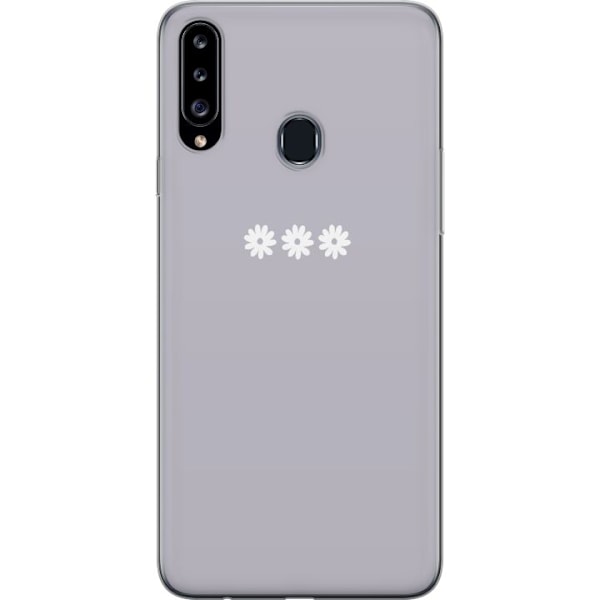 Samsung Galaxy A20s Läpinäkyvä kuori Lila Blomminimalismi - tyylikäs kukkakuva lila taustalla