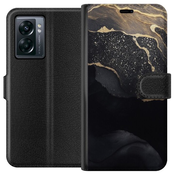 OnePlus Nord N300 Tegnebogsetui Sort guld abstrakt